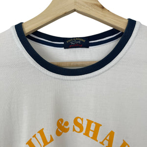 Paul and Shark White Short Sleeved Logo T-Shirt - Medium (M) PTP 20"