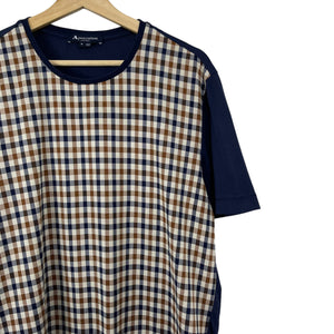 Aquascutum Navy / House Check Short Sleeved T-Shirt - Medium (M) PTP 21"