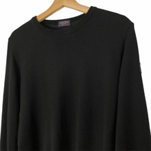 Load image into Gallery viewer, Paul and Shark Black 100% Wool Crew Neck Logo Sweater - Large (L) PTP 20.75&quot;
