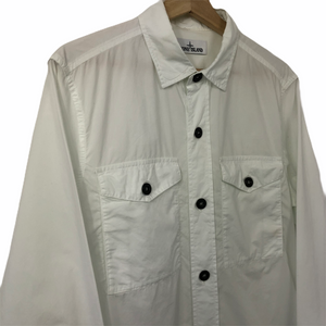 Stone Island Marina White Button Up Overshirt - Medium (M) PTP 21"