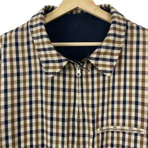 Aquascutum Navy / Check Reversible Harrington Jacket - Extra Large (XL) PTP 28.25"