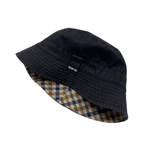 Aquascutum House Check / Navy Reversible Bucket Hat - One Size Fits All