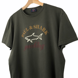 Paul and Shark Khaki Short Sleeved Logo T-Shirt - Large (L) PTP 21.25"