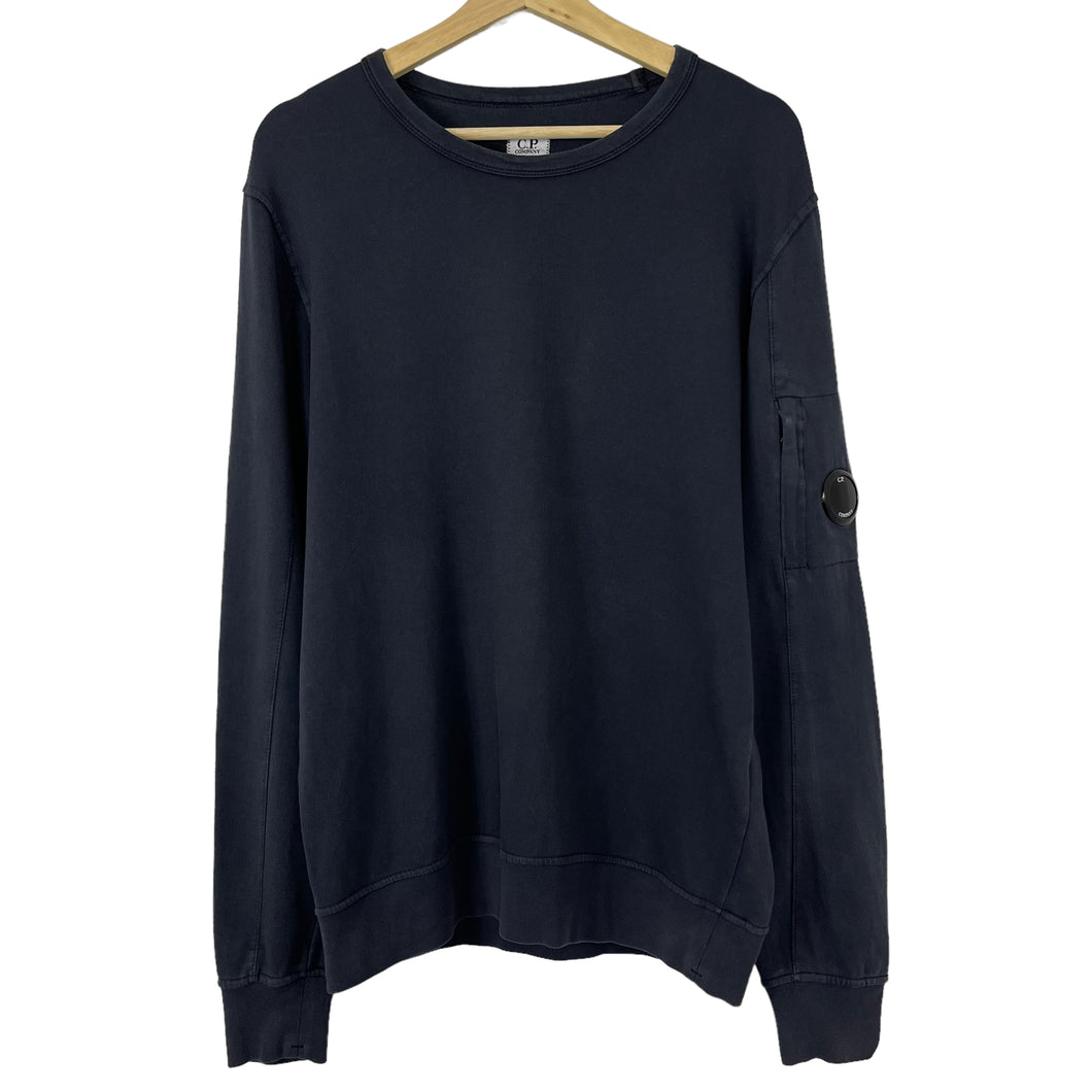 C.P Company Navy Crew Neck Lens Sweater - Medium (M) PTP 21.75