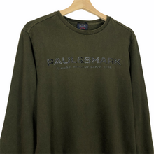 Load image into Gallery viewer, Paul and Shark Khaki Spell Out Crew Neck Sweater - Medium (M) PTP 21&quot;
