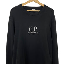 Load image into Gallery viewer, C.P Company Black Crew Neck Logo Sweater - Extra Large (XL) PTP 22&quot;
