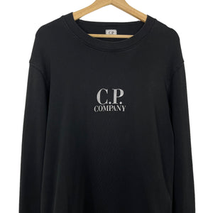 C.P Company Black Crew Neck Logo Sweater - Extra Large (XL) PTP 22"