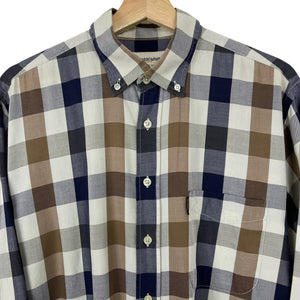 Aquascutum Block Check Long Sleeved Shirt - Large (L) PTP 24.5"