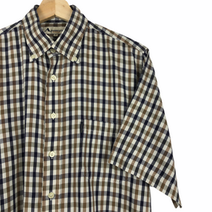 Aquascutum House Check Short Sleeved Shirt - Medium (M) PTP 23"