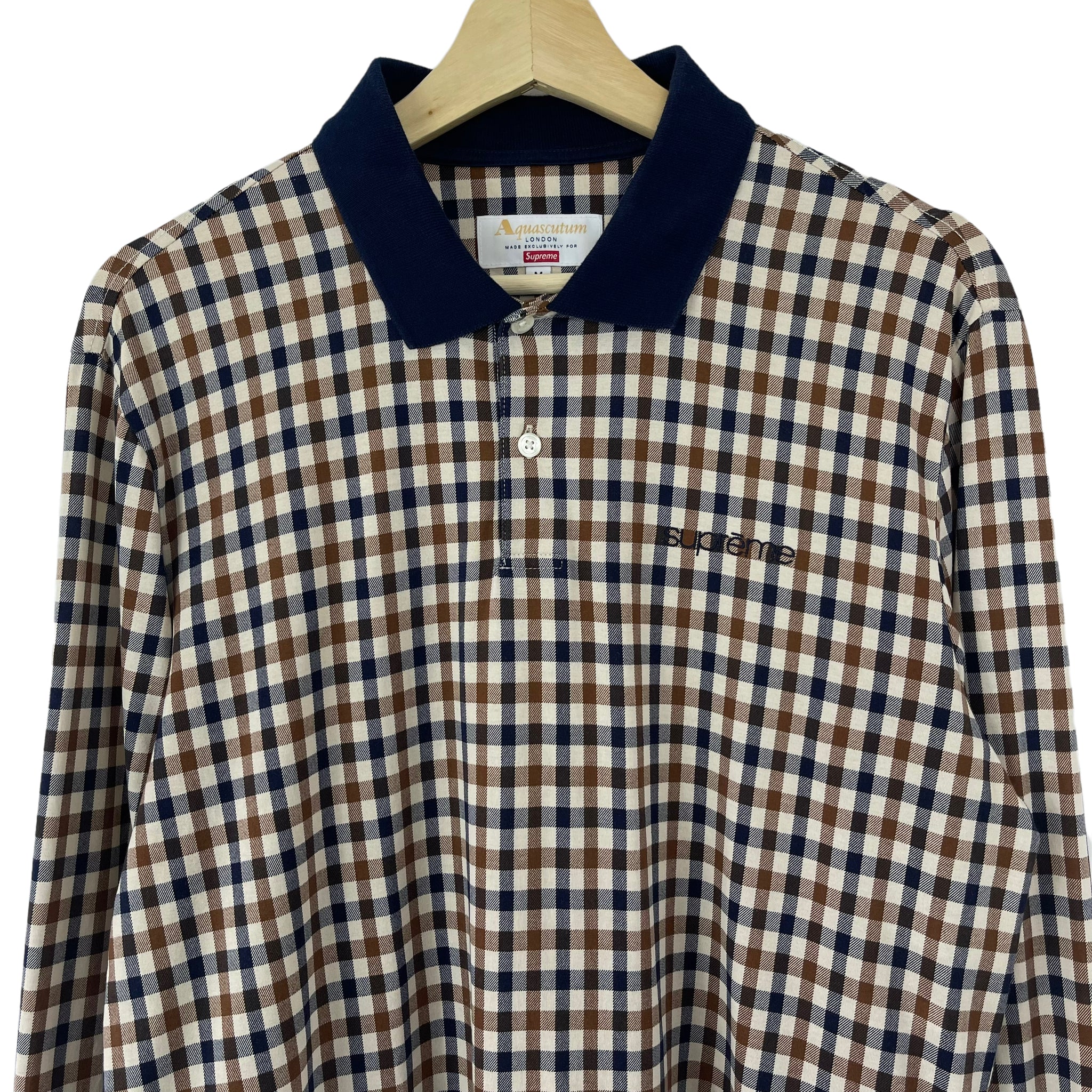 Aquascutum x Supreme House Check Long Sleeved Polo Medium M