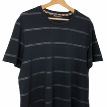 Load image into Gallery viewer, Aquascutum Navy Striped Short Sleeved Logo T-Shirt - Extra Large (XL) PTP 22.5&quot;
