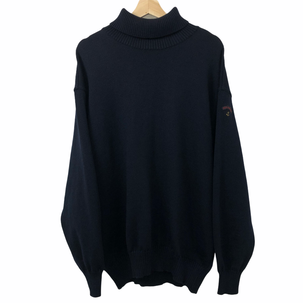 Vintage Paul and Shark Navy Bretagne Roll Neck - Extra Large (XL) PTP 25.5