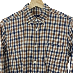 Aquascutum House Check Long Sleeved Shirt - Small (S) PTP 19"