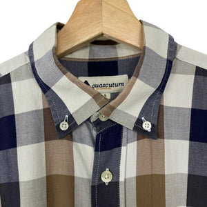 Aquascutum Block Check Long Sleeved Shirt - Large (L) PTP 24.5"