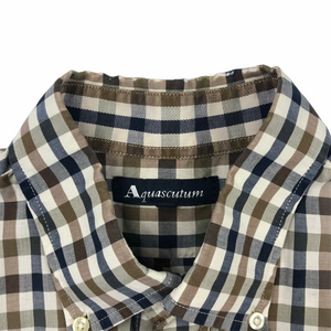 Aquascutum House Check Short Sleeved Shirt - Large (L) PTP 24.5"