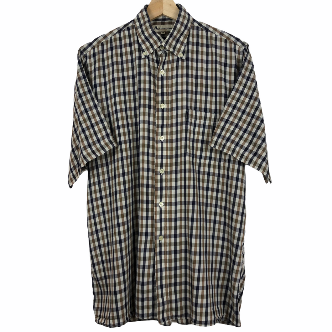 Aquascutum House Check Short Sleeved Shirt - Medium (M) PTP 23