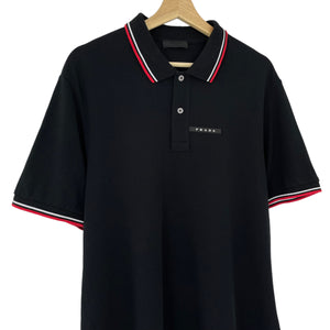 Prada Black Rubber Logo Short Sleeved Polo - Double Extra Large (XXL) PTP 21.75"