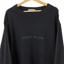 Load image into Gallery viewer, Vintage Stone Island Navy Spell-Out Logo Sweater - Large (L) PTP 23.5&quot;
