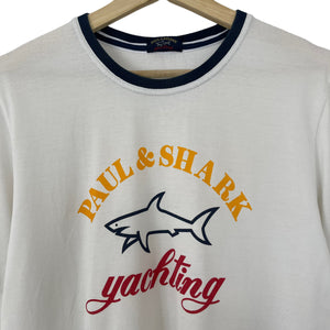 Paul and Shark White Short Sleeved Logo T-Shirt - Medium (M) PTP 20"