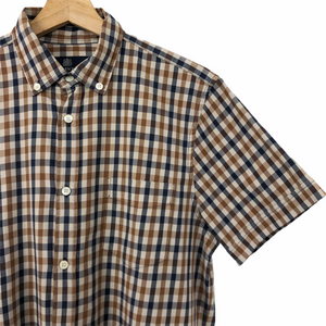 Aquascutum House Check Short Sleeved Shirt - Medium (M) PTP 20.75"