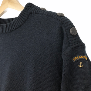 Paul and Shark Navy Bretagne 100% Wool Crew Neck Sweater - Medium (M) PTP 23"