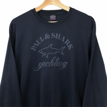 Load image into Gallery viewer, Paul and Shark Navy Logo Crew Neck Sweater - Large (L) PTP 21&quot;
