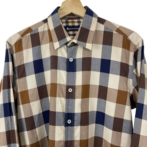 Aquascutum Block Check Long Sleeved Shirt - Medium (M) PTP 20.5"