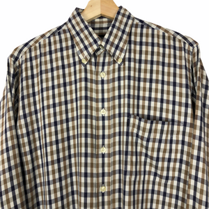 Aquascutum House Check Long Sleeved Shirt - Medium (M) PTP 24"