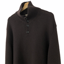 Load image into Gallery viewer, Stone Island Brown Button Up Embroidered Logo Knitted Jumper - Large (L) PTP 25.25&quot;
