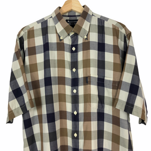 Aquascutum Block Check Short Sleeved Shirt - Extra Large (XL) PTP 23.5"