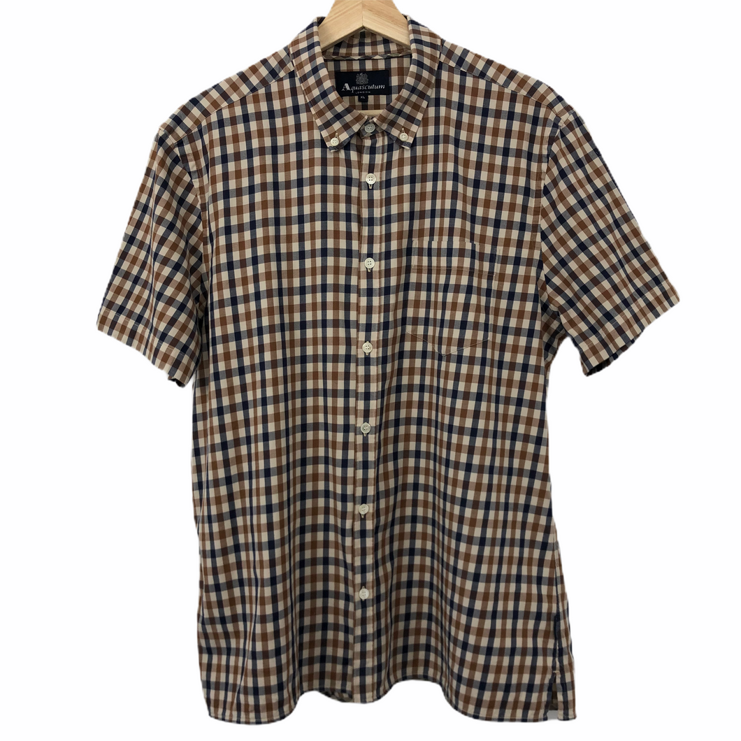 Aquascutum House Check Short Sleeved Shirt - Extra Large (XL) PTP - 22.5