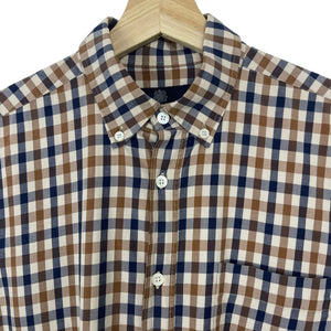 Aquascutum House Check Long Sleeved Shirt - Small (S) PTP 19"