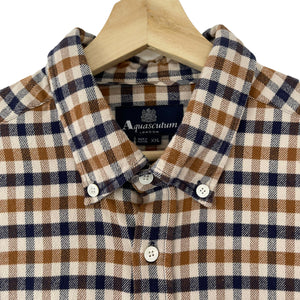 Aquascutum House Check Flannel Long Sleeved Shirt - Double Extra Large (XXL) PTP 23.25"