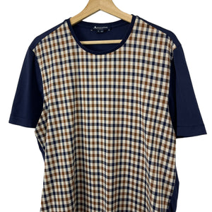 Aquascutum Navy / House Check Short Sleeved T-Shirt - Medium (M) PTP 21"