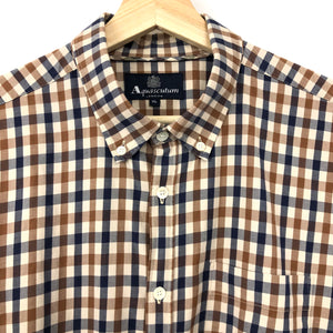 Aquascutum House Check Short Sleeved Shirt - Extra Large (XL) PTP - 22.5"