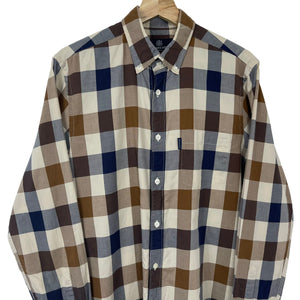 Aquascutum Block Check Long Sleeved Shirt - Medium (M) PTP 20.5"