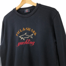 Load image into Gallery viewer, Paul and Shark Navy Embroidered Logo Crew Neck Sweater - Medium (M) PTP 21&quot;
