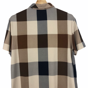 Aquascutum Block Check Short Sleeved Polo - Medium (M) PTP 20.5"