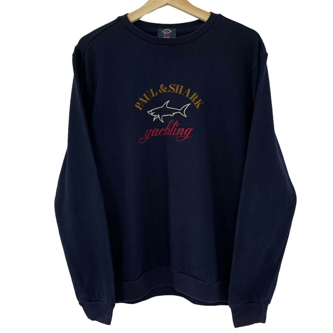 Paul and Shark Navy Embroidered Logo Crew Neck Sweater - Extra Large (XL) PTP 23.25