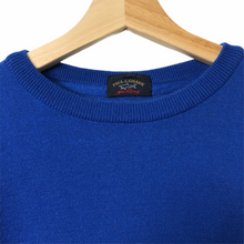 Load image into Gallery viewer, Paul and Shark Blue 100% Wool Crew Neck Logo Sweater - Large (L) PTP 22.5&quot;
