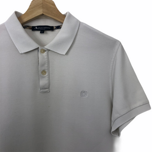 Aquascutum White Short Sleeved Logo Polo - Medium (M) PTP 20"