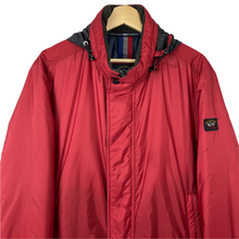 Load image into Gallery viewer, Paul and Shark Red Hooded Shimmer Jacket - Large (L) PTP 24.75&quot;
