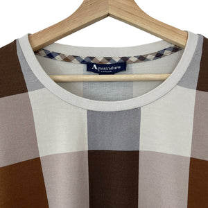 Aquascutum Block Check Short Sleeved T-Shirt - Double Extra Large (XXL) PTP 25"