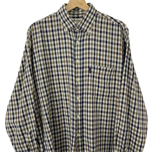 Aquascutum House Check Long Sleeved Shirt - Large (L) PTP 24.5"