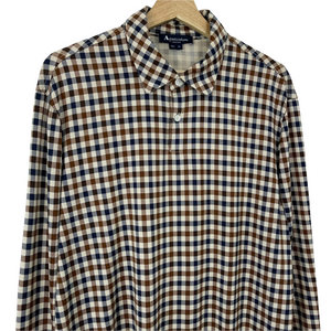 Aquascutum House Check Long Sleeved Polo - Extra Large (XL) PTP 24.25"