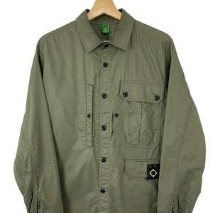 Ma.Strum Green Button Up Multi Pocket Overshirt - Small (S) PTP 21.75"