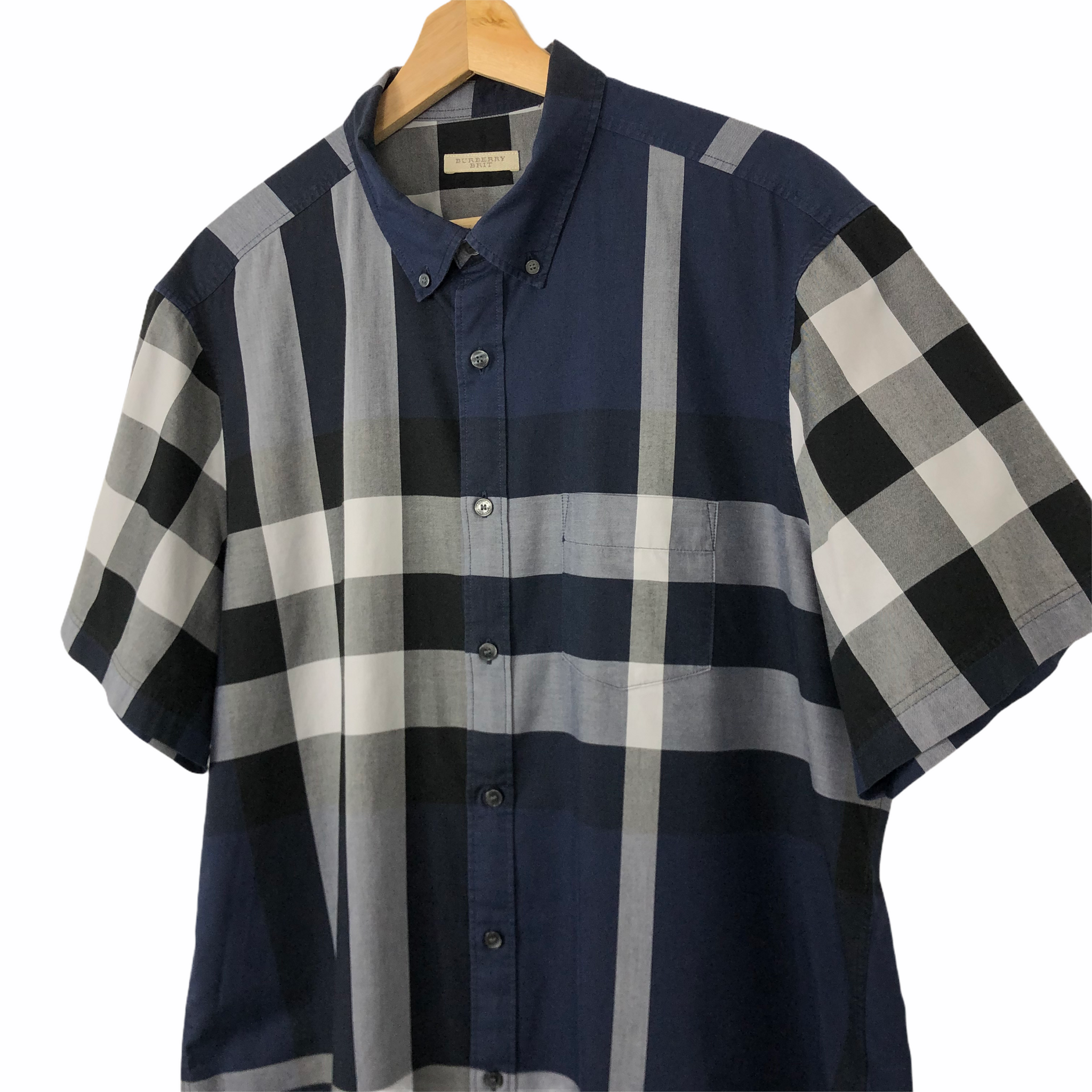 Burberry Brit Navy Blue Nova Check Short Sleeved Shirt Double