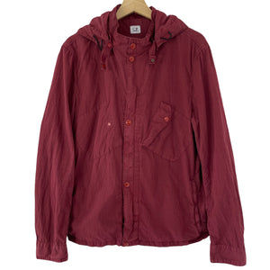 C.P Company Burgundy Goggle Hooded Overshirt - Large (L) PTP 22.75"