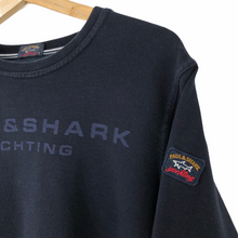 Load image into Gallery viewer, Paul and Shark Navy Crew Neck Spell Out Logo Sweater - Medium (M) PTP 20.5&quot;
