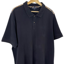 Load image into Gallery viewer, Aquascutum Navy / House Check Short Sleeved Polo - Triple Extra Large (XXXL) PTP 24&quot;
